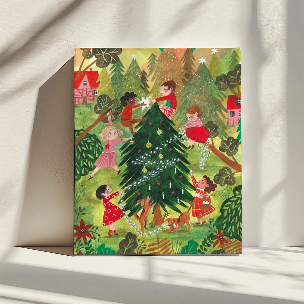 Weihnachtsbaum schmücken | Leinwand