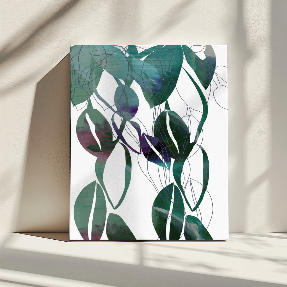 Botanical Leaf Print Art In Navy Blue 4 | Canvas