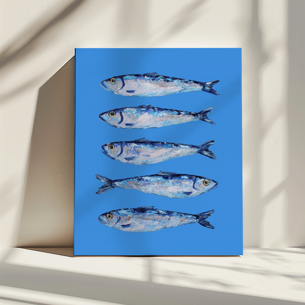 Sardinen auf Blau | Leinwand