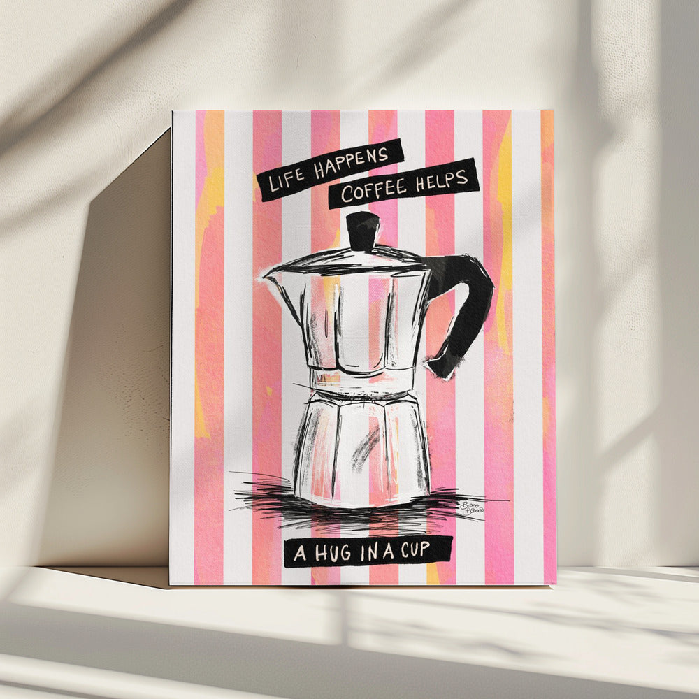 Mokka-Kaffee auf Streifen - Hug in a Cup | Leinwand