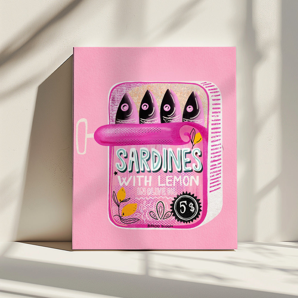 Sardinen Blechdose Rosa | Leinwand