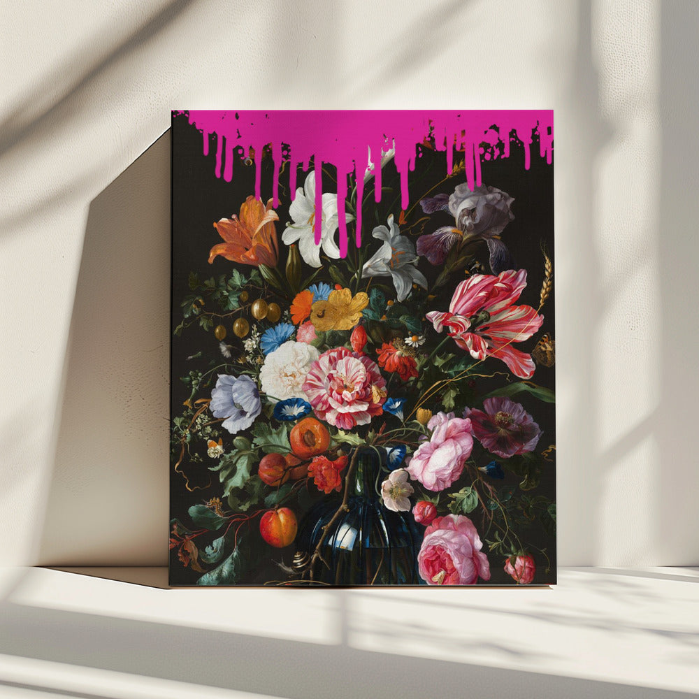 Vintage Botanische, veränderte Pinky Art | Leinwand