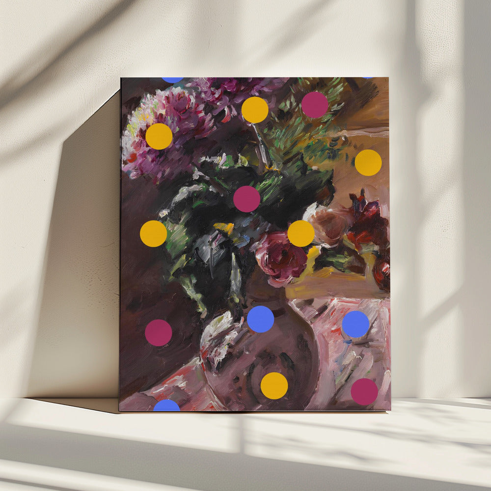 Classic Vase of Flowers And Dots | Canvas