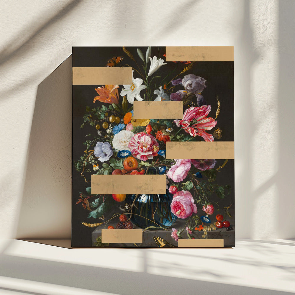 Blumenstrauß im Vintage-Ölgemälde, moderne Collage | Leinwand