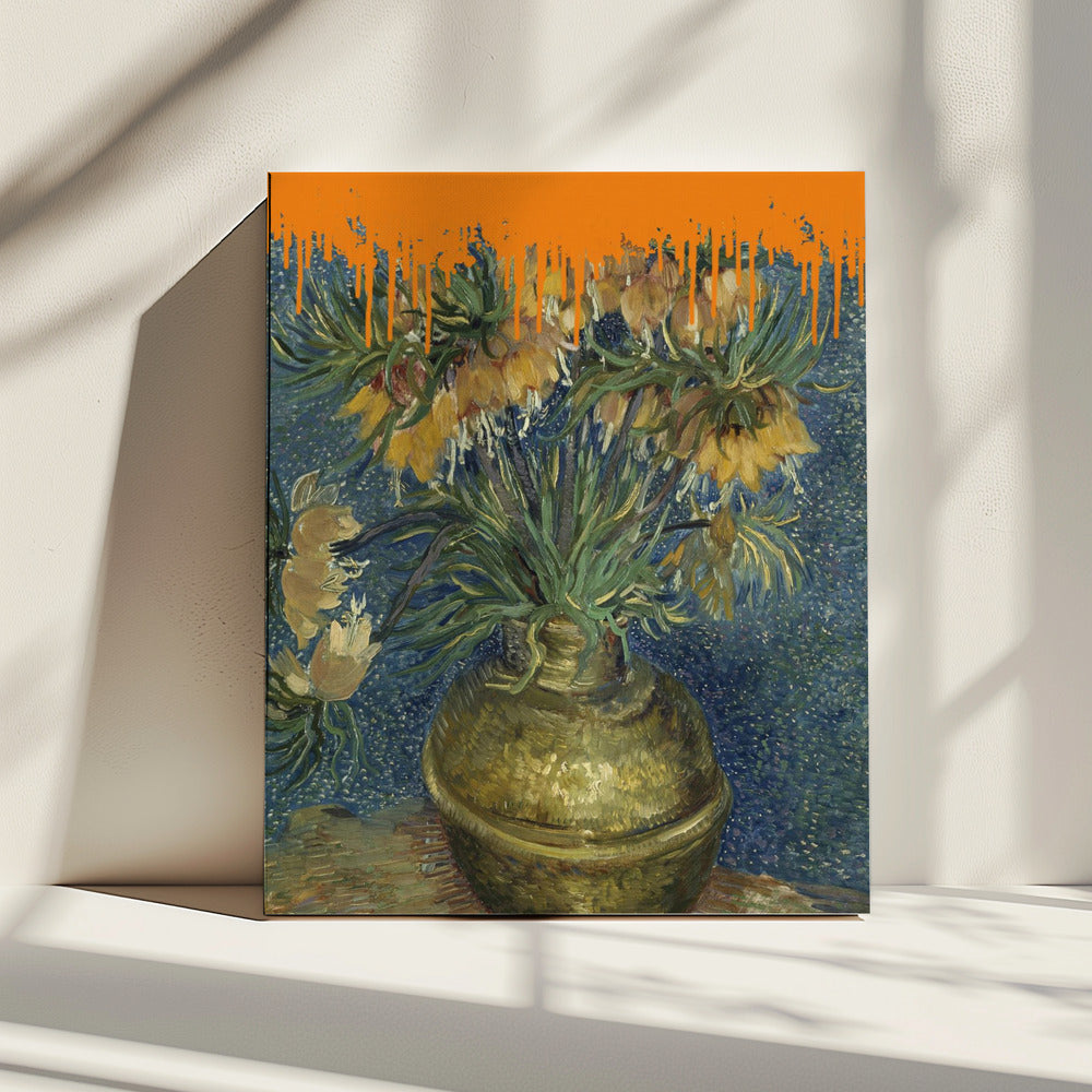 Collage Sonnenblumen und das Spritzwasser Van Gogh | Leinwand