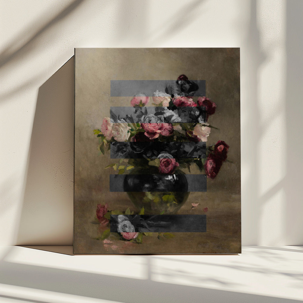 Blumenstrauß im Vintage-Ölgemälde, Collage | Leinwand
