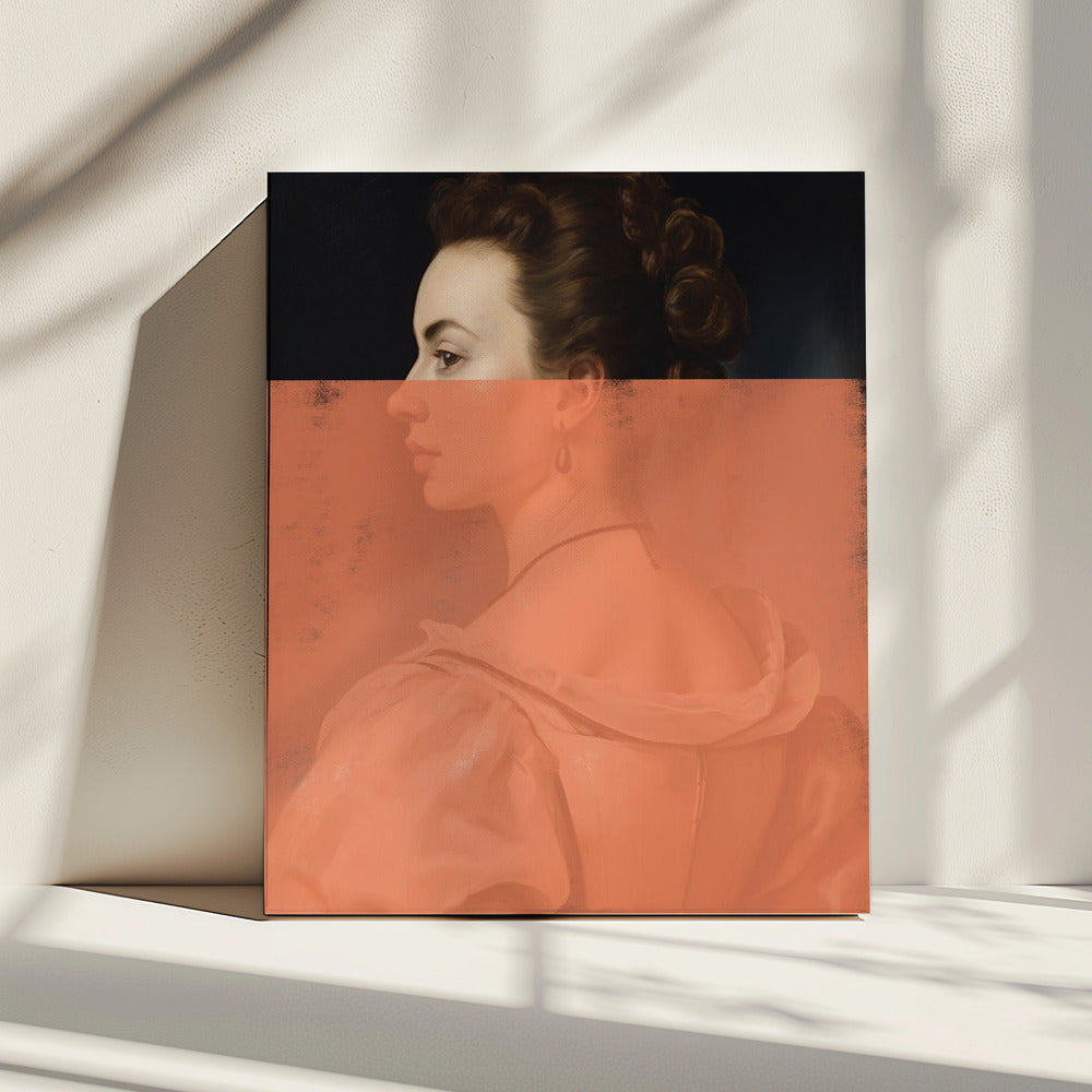 Verändertes Frauenporträt Orange Moderne Kunst | Leinwand