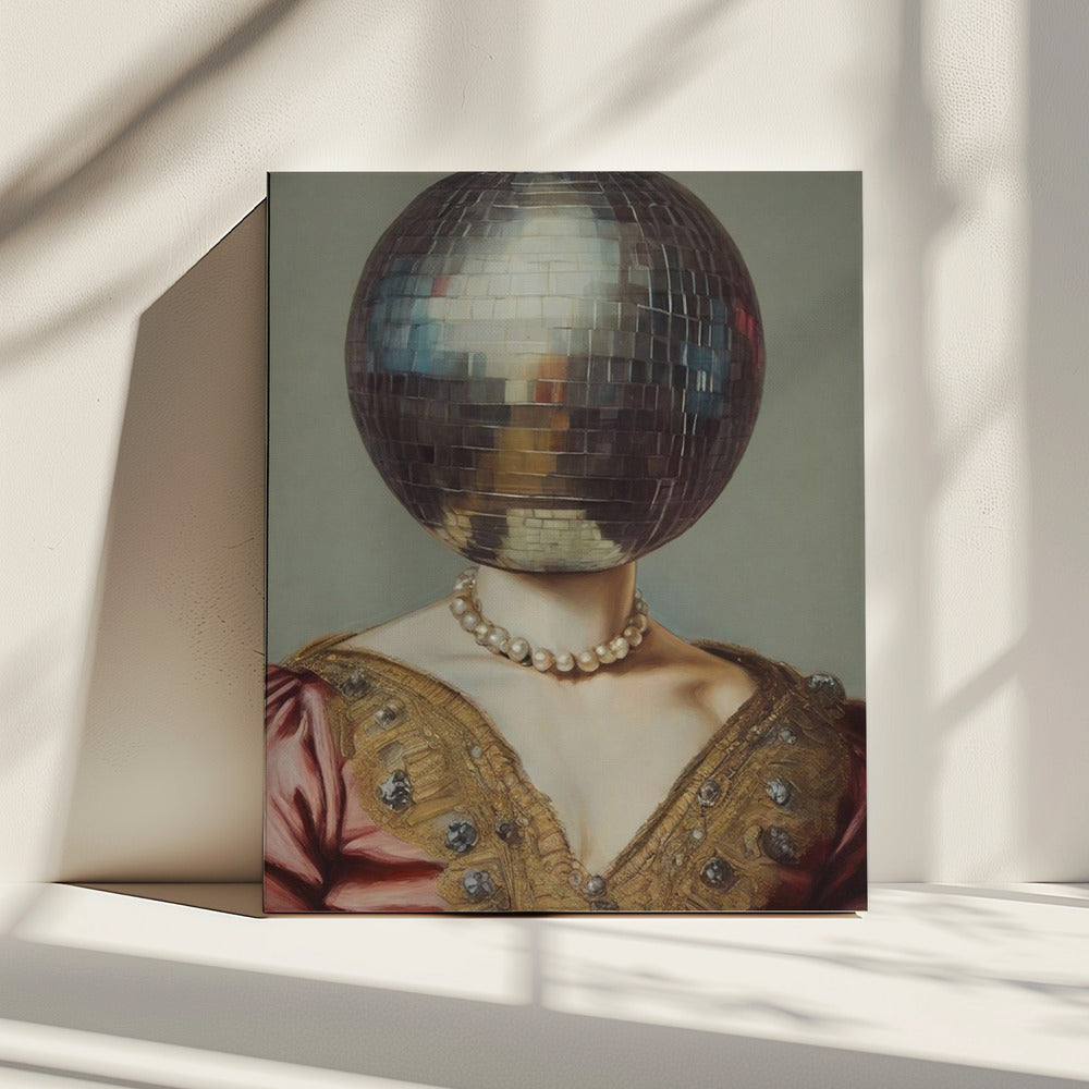 DiscoHead Queen / Veränderte Collage-Kunst | Leinwand