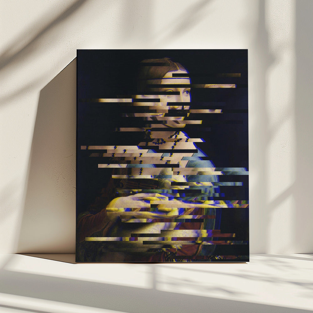 Glitched Leonardo da Vincis Dame mit dem Hermelin | Leinwand