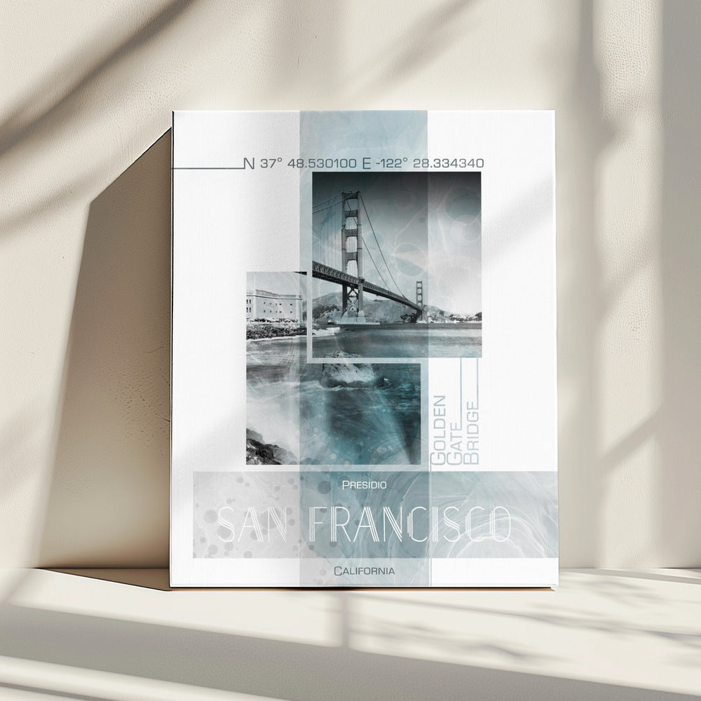 Posterkunst SAN FRANCISCO Presidio | türkisfarbener Marmor | Leinwand