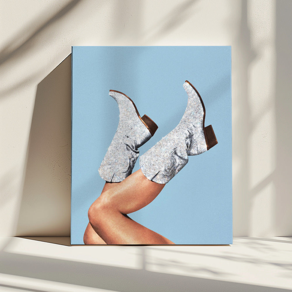Diese Stiefel Glitter Blue II | Leinwand