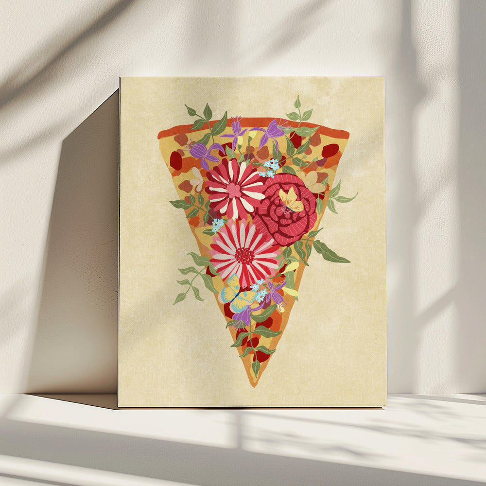 Stück Blumenpizza | Leinwand