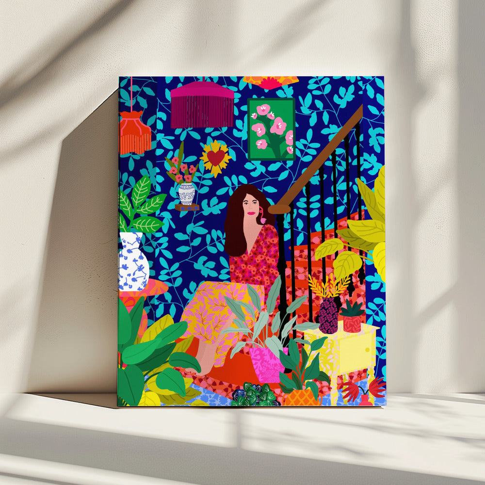 Mädchen an der Treppe | Leinwand