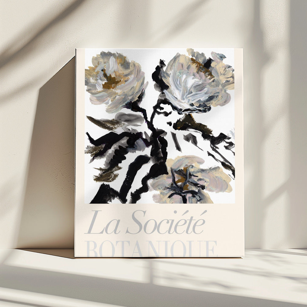 La Société Botanique Schwarze, weiße und cremefarbene Blumen | Leinwand