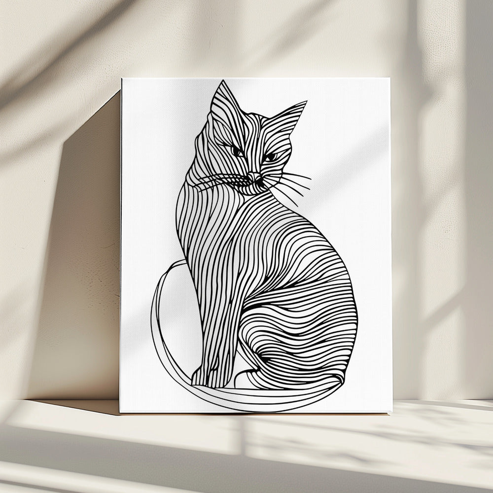 Linienkunst Katze | Leinwand
