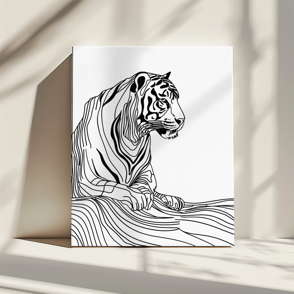 Linienkunst Tiger | Leinwand