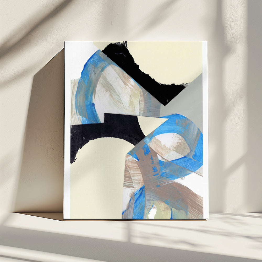 Blau Neutral Beige Schwarz 1 | Leinwand