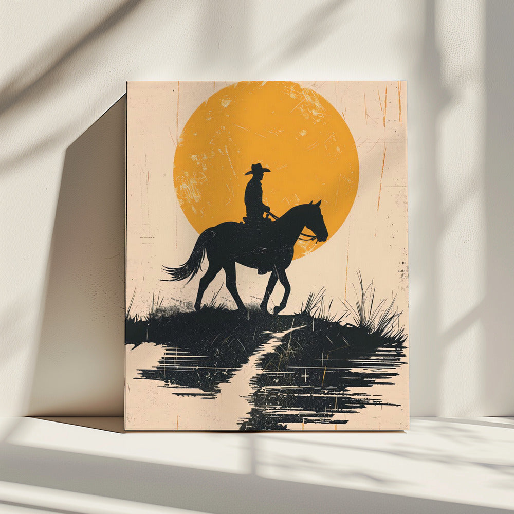 Cowboy im Sonnenuntergang | Leinwand
