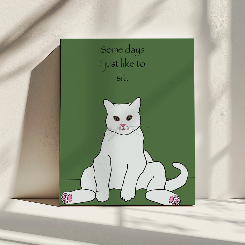 Weiße Katze mit Zitat | Leinwand