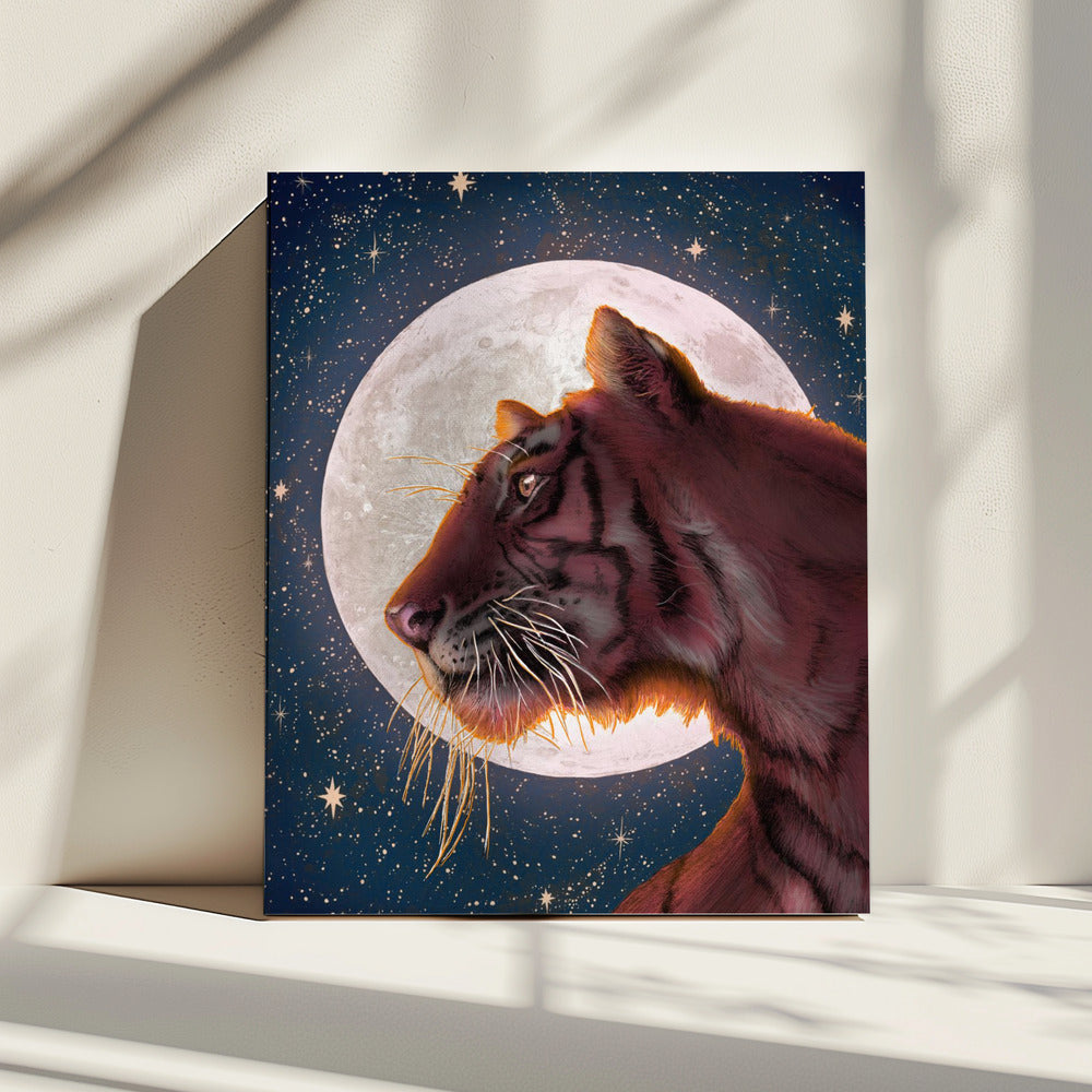 Mond und Tiger Farbe Groß | Leinwand
