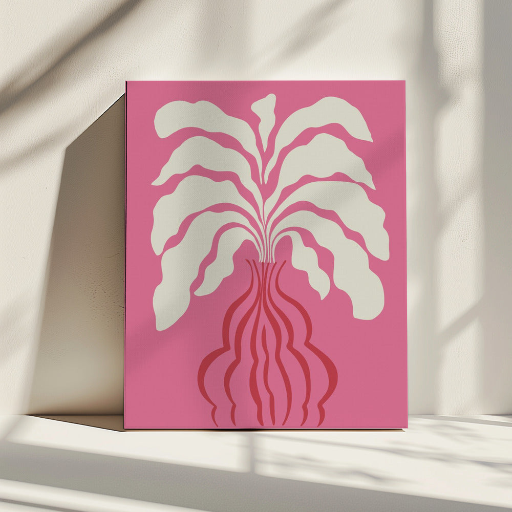 Minimalistisches Blatt und Vase | Leinwand