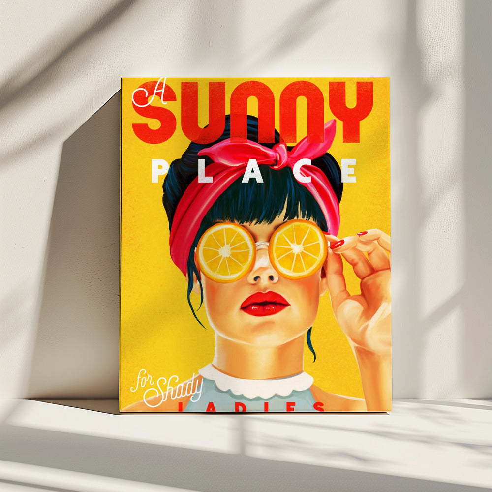 Ein sonniger Ort für schattige Damen Orange Pinup Art | Leinwand