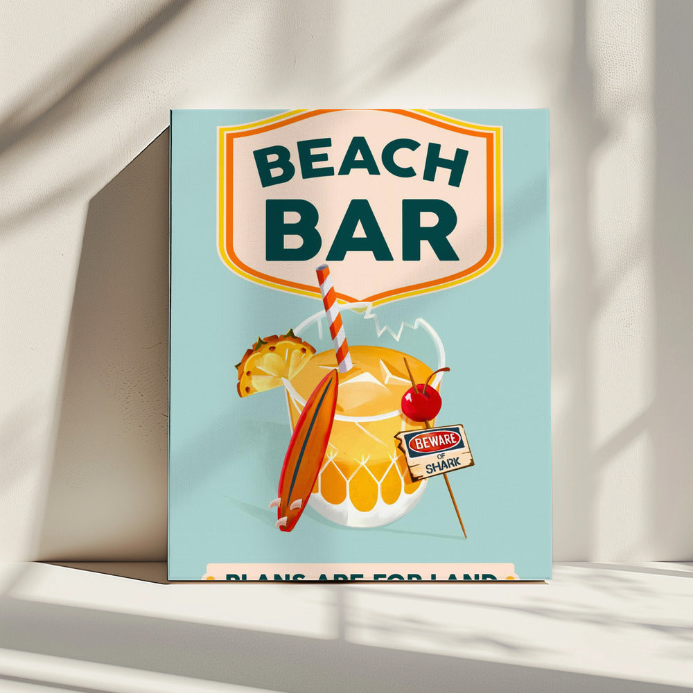 Strandbar Sommer Tropische Cocktailbar Kunst | Leinwand