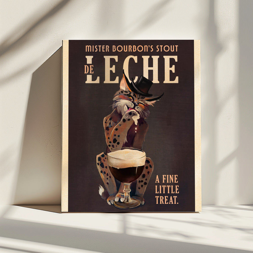 Bourbon De Leche Guinness-Stil Katzenkunst | Leinwand