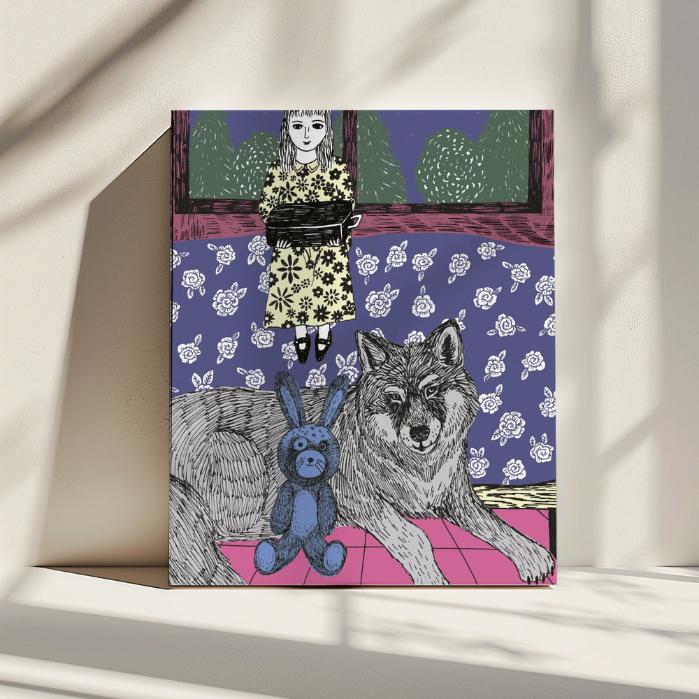 Mädchen mit Wolf | Leinwand
