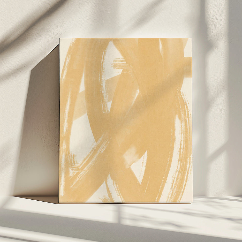 Dynamische beige Pinselstriche | Leinwand