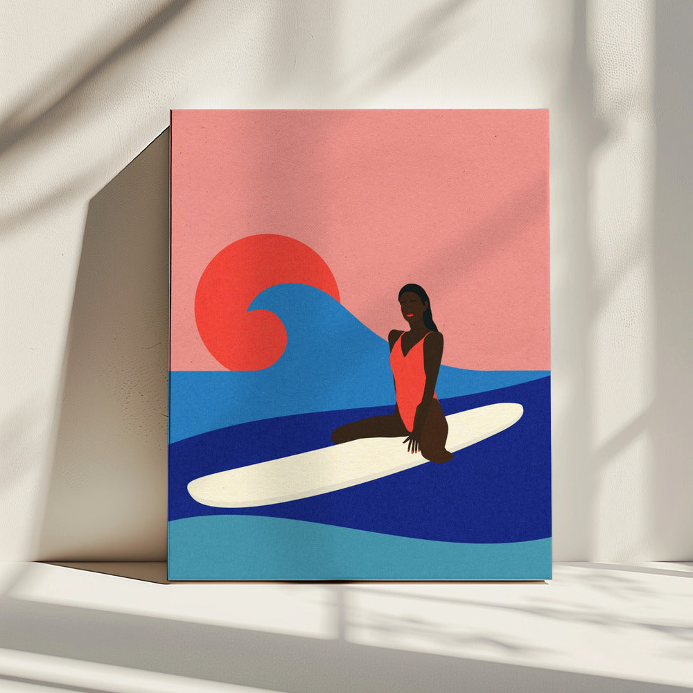 Mädchen auf einem Surfbrett | Leinwand