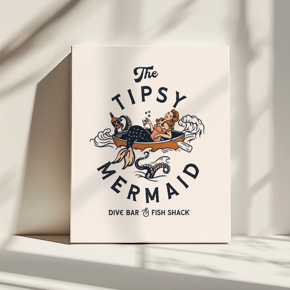 Tipsy Mermaid Dive Bar Mermaid Art | Canvas