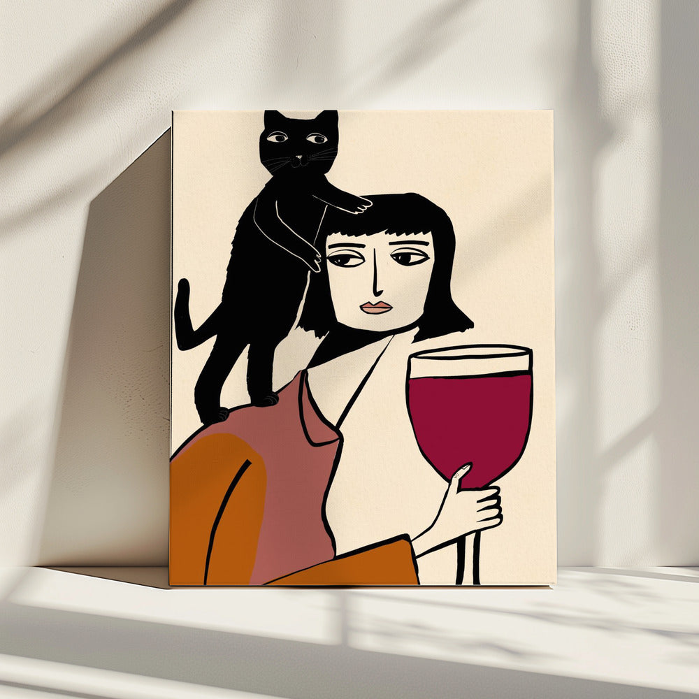 Wein- und Katzenliebhaber | Leinwand