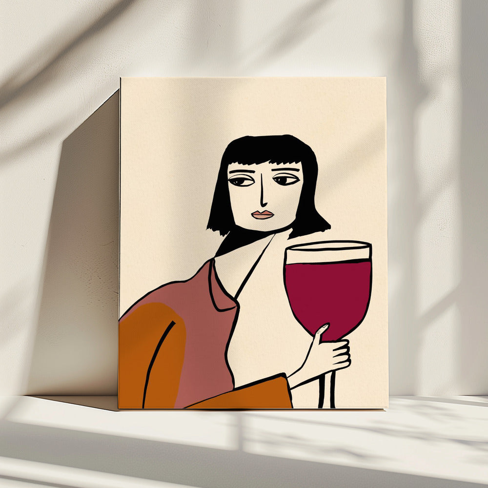 Dame trinkt Wein | Leinwand