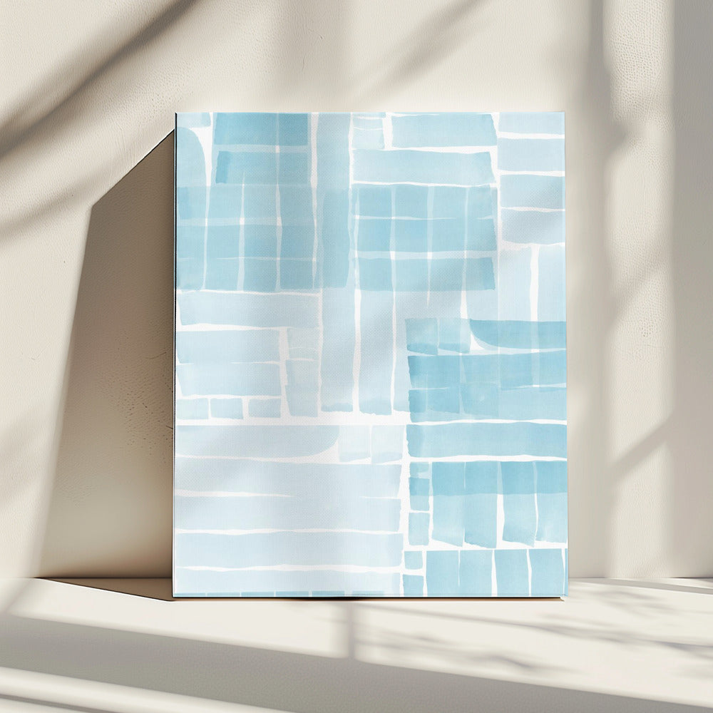 Hellblaues Aquarell-Gitter 2 | Leinwand