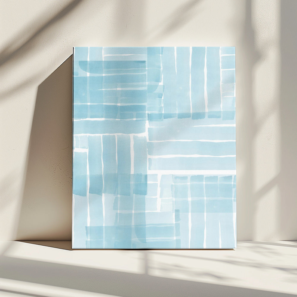 Hellblaues Aquarell-Gitter 1 | Leinwand