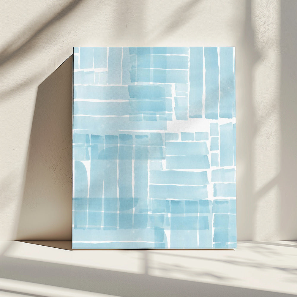 Hellblaues Aquarell-Gitter 3 | Leinwand