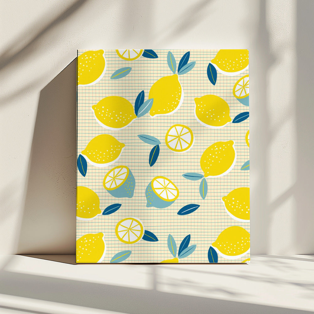 Fresh Lemons Checkered Sunny | Canvas
