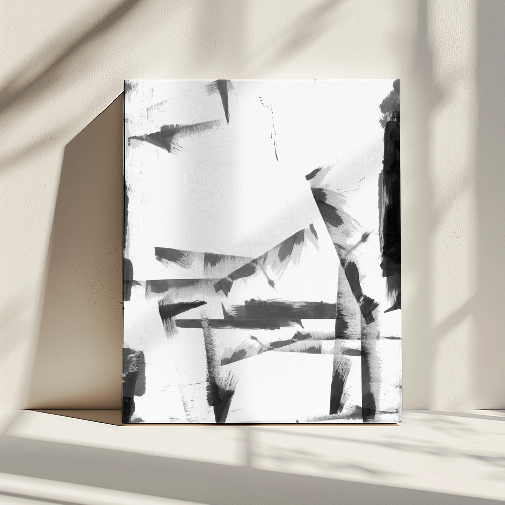 Minimal Schwarz-Weiß Abstrakt 4 | Leinwand