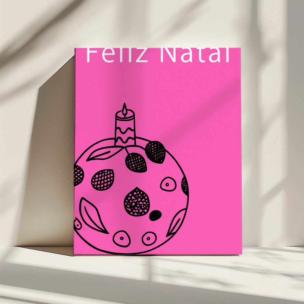 Schleifen und Kugeln: Feliz Natal Weihnachten | Leinwand