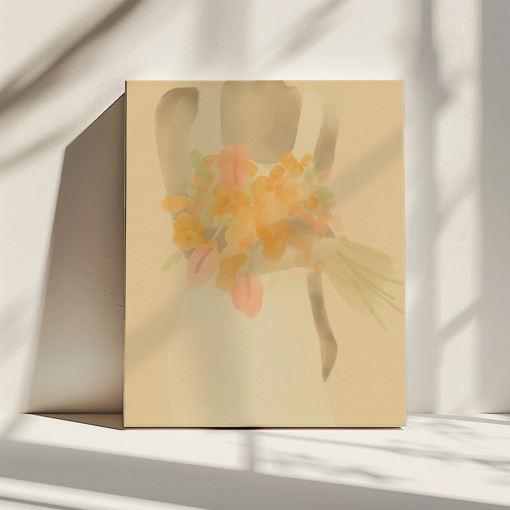 Mädchen mit orangen Blumen | Leinwand