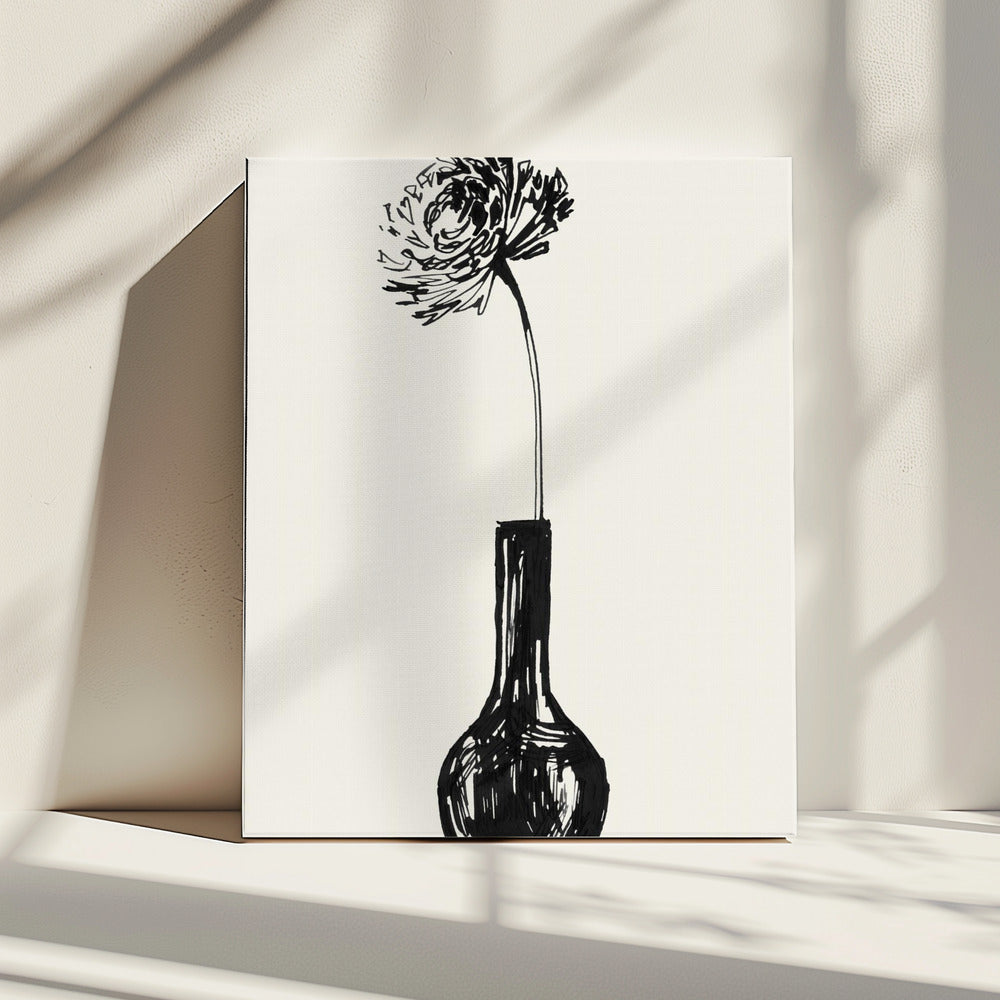 Blume in einer Vase, Tintenskizze | Leinwand