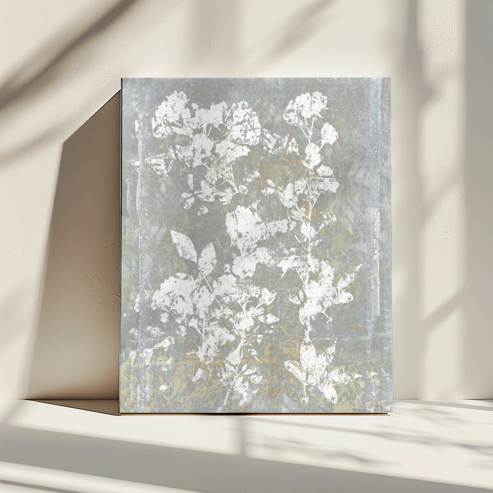 Botanisches Weiß, strukturiertes Blumenmuster 1 | Leinwand