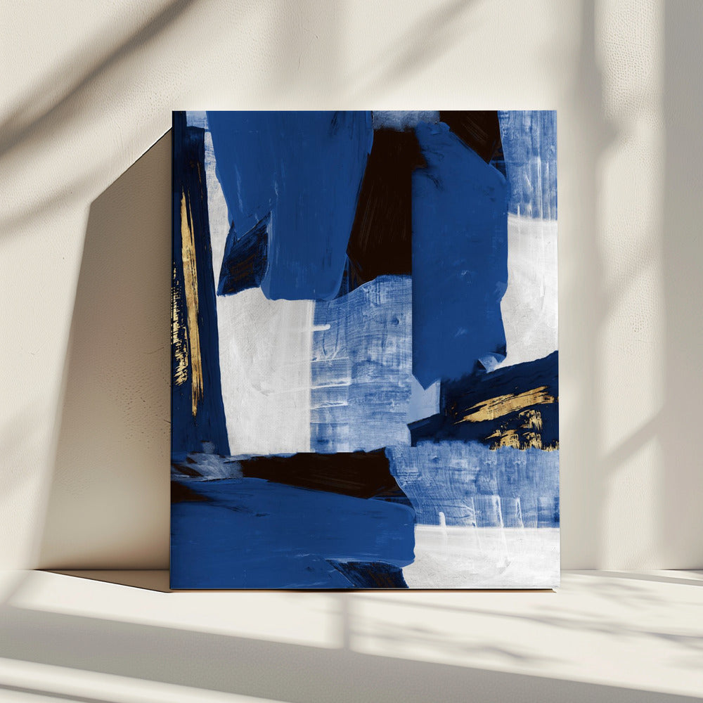 Marineblaue Goldformen 1 | Leinwand