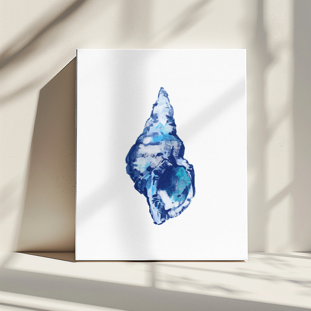 Blaue Muschel auf weißem Hintergrund Nr. 2 | Leinwand