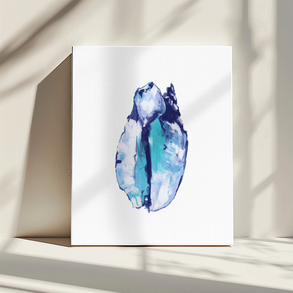 Blaue Muschel auf weißem Hintergrund Nr. 5 | Leinwand