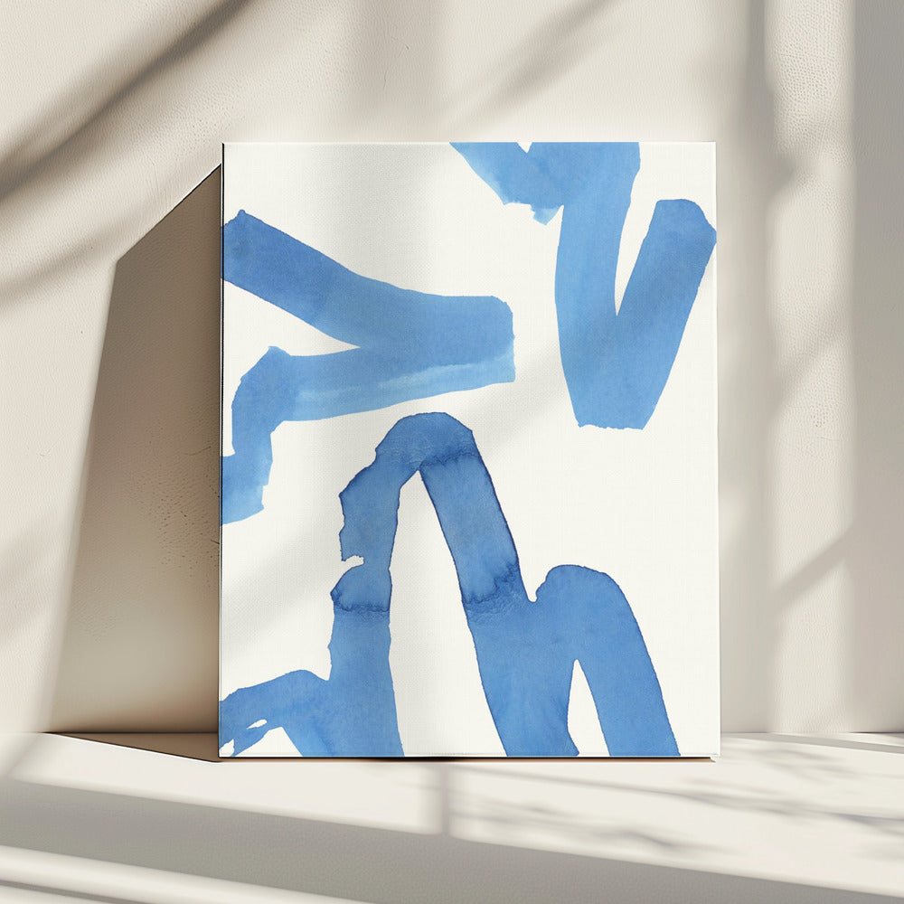 Abstrakter blauer Pinselstrich-Kunstdruck Nr. 1 | Leinwand