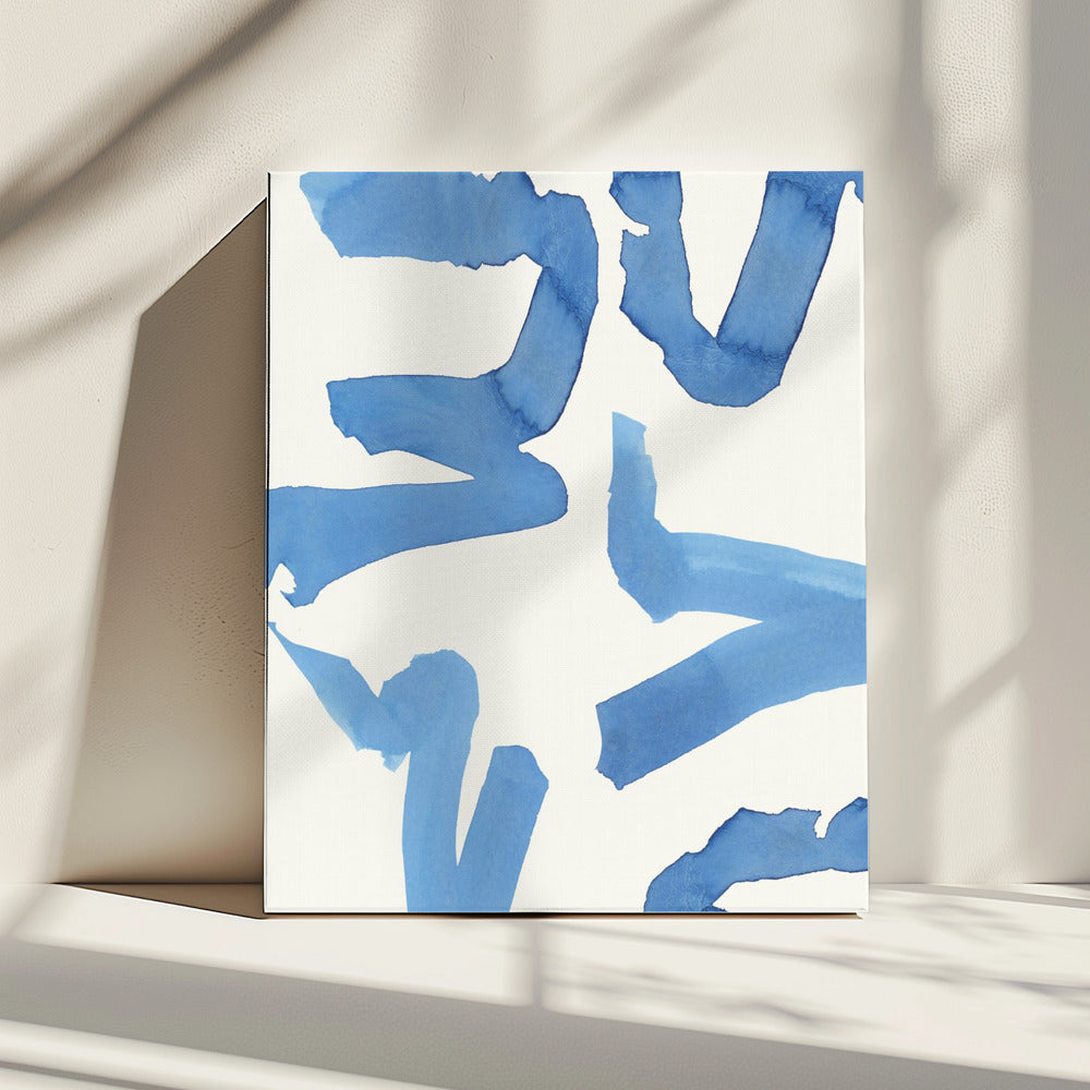 Abstrakter blauer Pinselstrich-Kunstdruck Nr. 2 | Leinwand