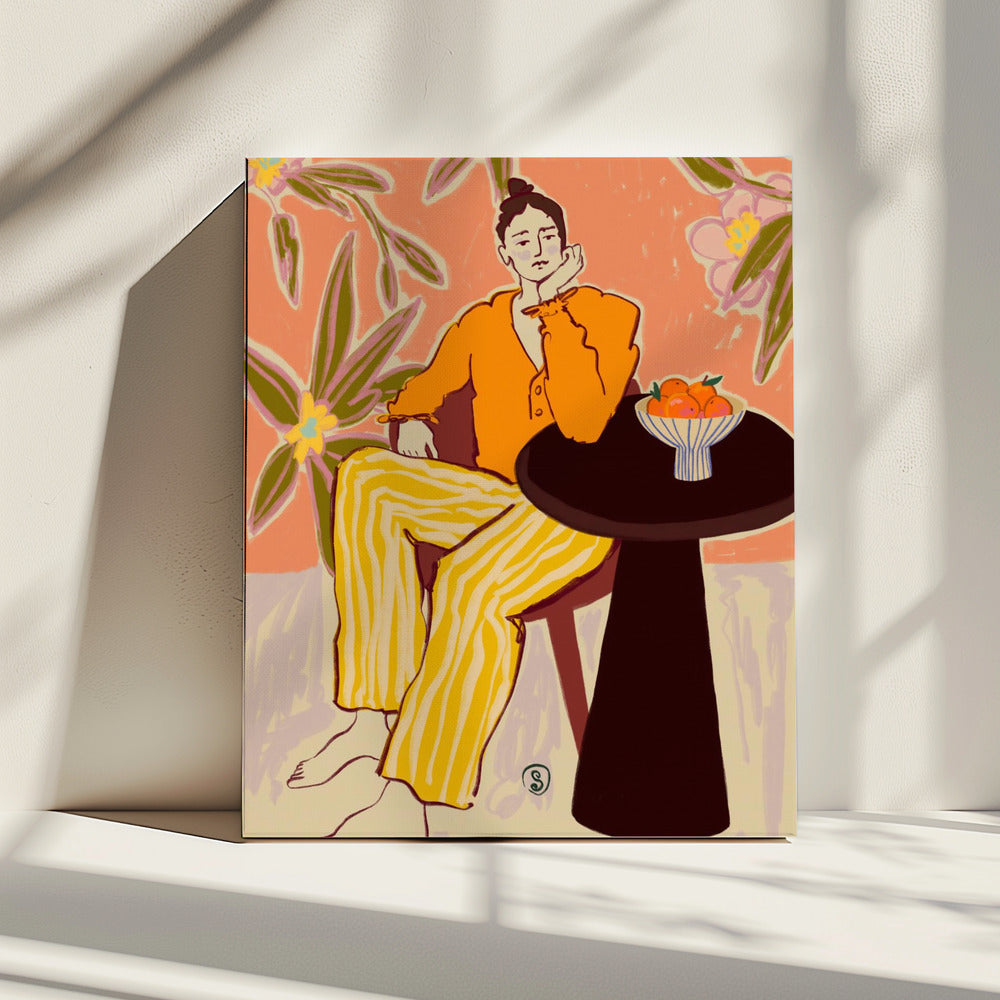 Frau mit Orangen | Leinwand