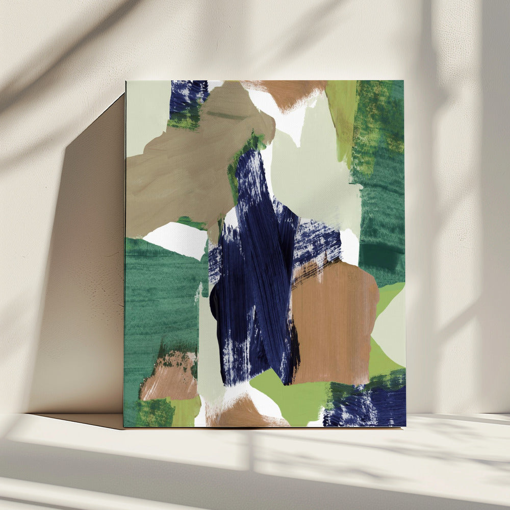Abstrakt Blau Grün Beige Nr. 2 | Leinwand